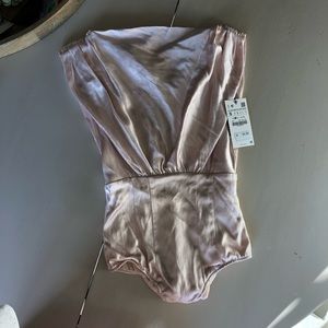 NWT Zara Soft Pink Satin Bodysuit